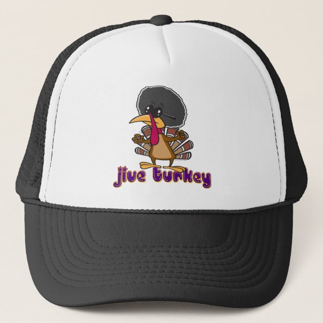 funny jive turkey cartoon with text trucker hat (Front)