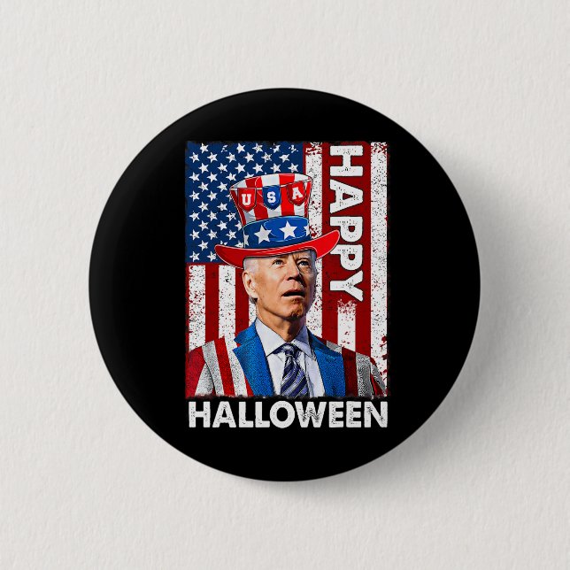 Funny Joe Biden 4th Of July Happy Halloween Americ 2 Inch Round Button (Front)