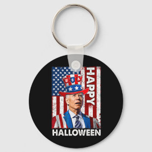 Funny Joe Biden 4th Of July Happy Halloween Americ Keychain