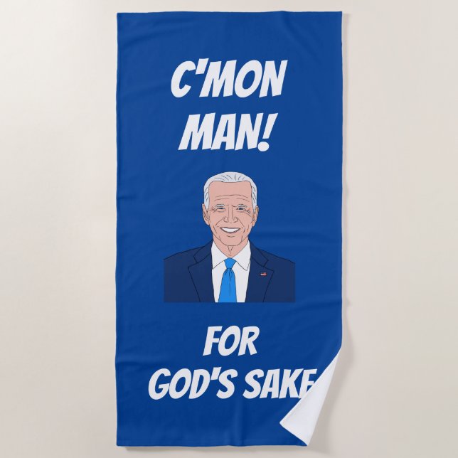 Funny Joe Biden cartoon and typical quote Beach Towel (Front)