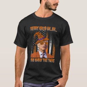Funny Joe Biden Confused Anti Biden Pumpkin Happy T-Shirt