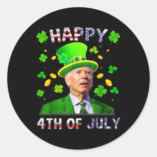 Funny Joe Biden Cute St Patricks Day Bowling Mens Classic Round Sticker