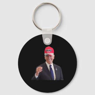 Funny Joe Biden Dons Trump 2024 Cap  Keychain