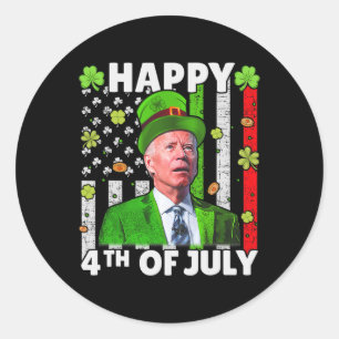 Funny Joe Biden Happy 4th Of July Confused St Patr Classic Round Sticker