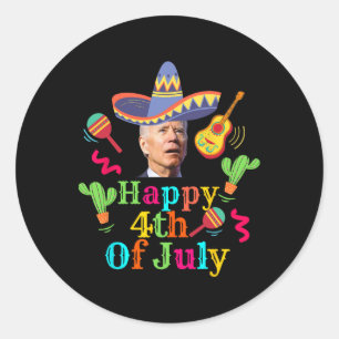 Funny Joe Biden Happy 4th Of July Surprise Cinco D Classic Round Sticker