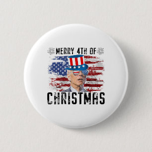 Funny Joe Biden Merry 4th Of Christmas 4th Of July 2 Inch Round Button
