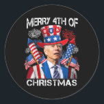 Funny Joe Biden Merry 4th Of Christmas 4th Of July Classic Round Sticker<br><div class="desc">Funny Joe Biden Merry 4th Of Christmas 4th Of July Firework</div>
