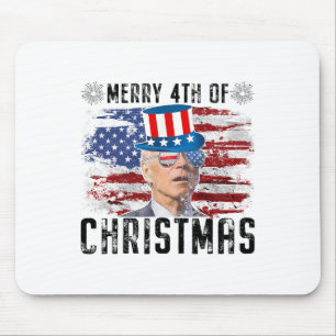 Funny Joe Biden Merry 4th Of Christmas 4th Of July Mouse Pad