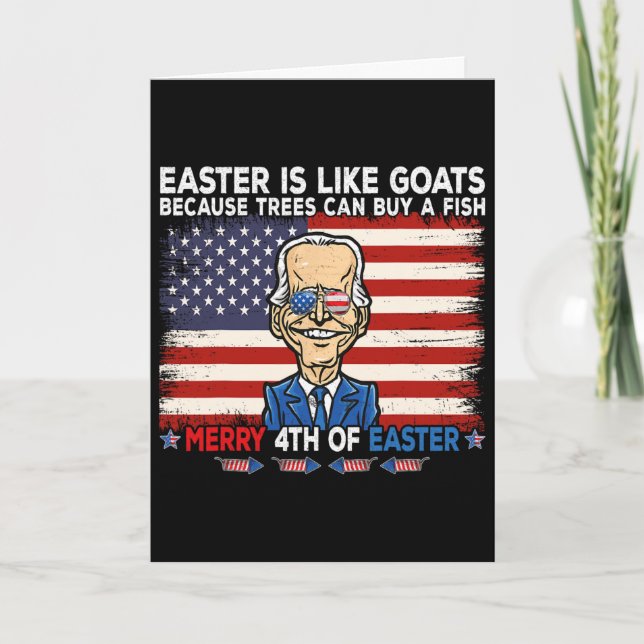 Funny Joe Biden Merry 4th Of Easter Design Fourth  Card (Front)
