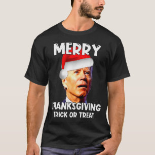Funny Joe Biden Santa Hat Merry Thanksgiving Chris T-Shirt