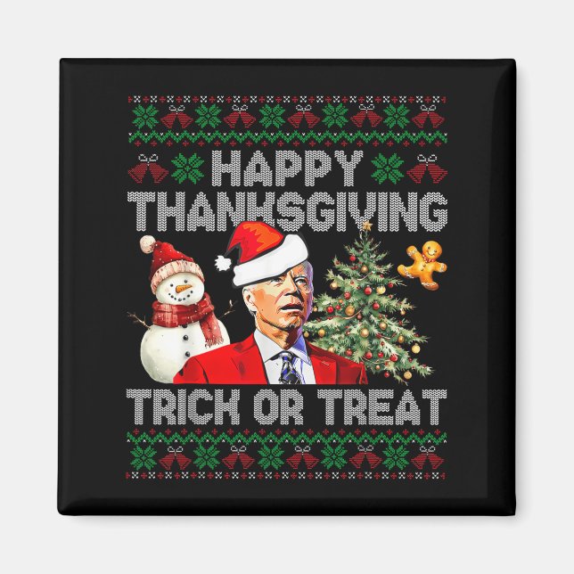 Funny Joe Biden Santa Merry Thanksgiving Christmas Magnet (Front)