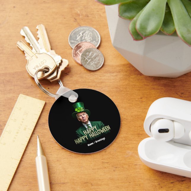 Funny Joe Biden St. Patrick’s Day Confused  Keychain (Desk)