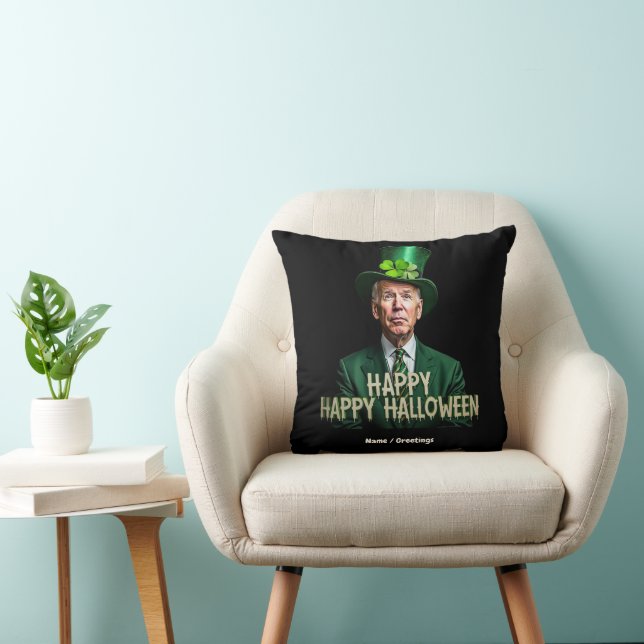 Funny Joe Biden St. Patrick’s Day Confused  Throw Pillow (Chair)