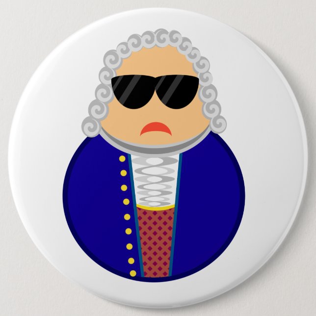 Funny Johann Sebastian Bach Composer 6 Inch Round Button (Front)
