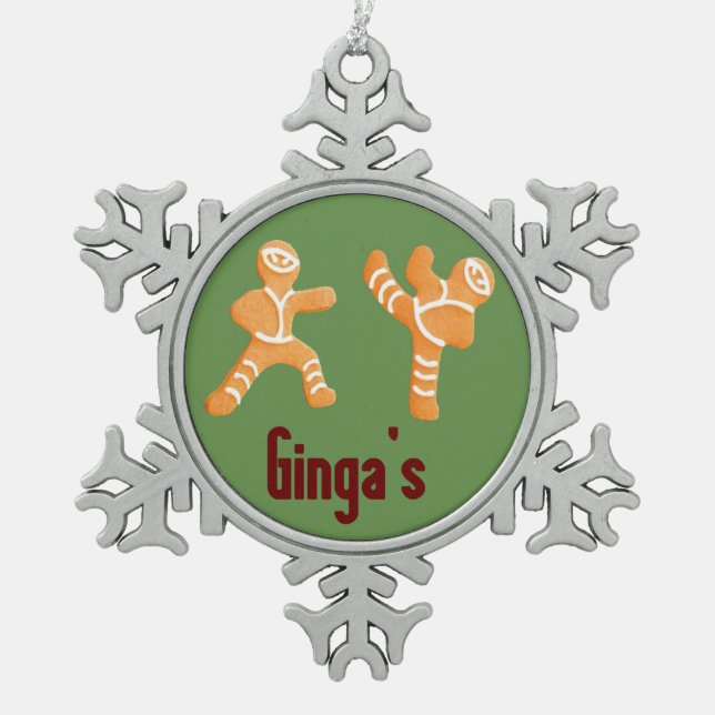 Funny Joke Christmas Gingerbread Ninja Ornament (Front)