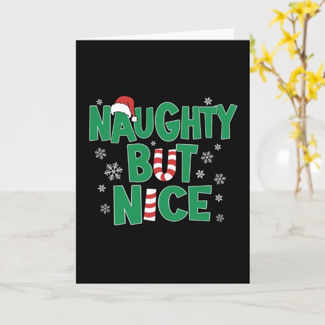 Funny Joke Christmas Humour Naughty But Nice Card (Yellow Flower)