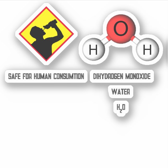 Funny Joke Dihydrogen Monoxide (H2O) Chemistry (Front)