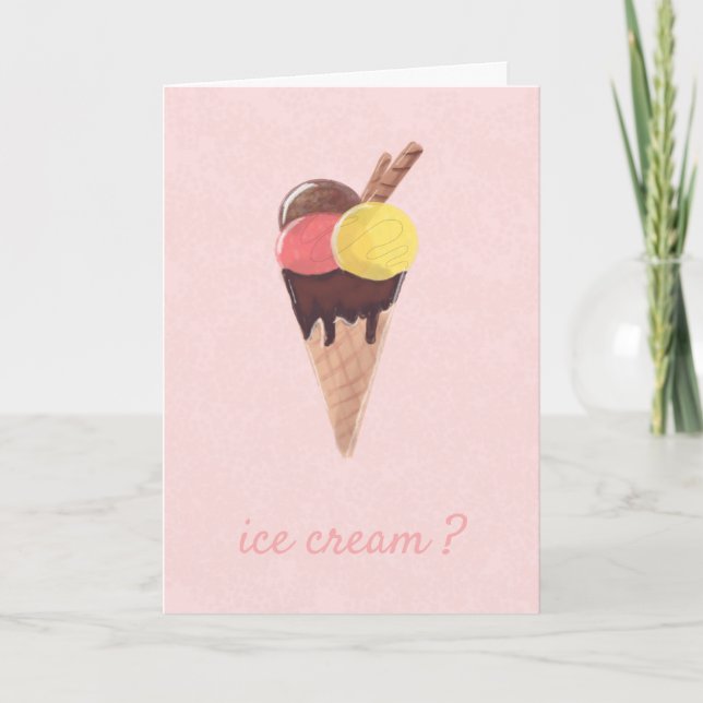 Funny Joke Ice Cream Invitation Hello Dating Pink (Front)