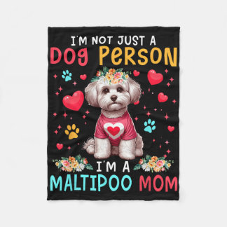 Funny Joke I'm A Maltipoo Mom Floral Dog Owner Fam Fleece Blanket