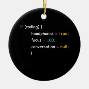 Funny Joke Programming If Coding Headphones Focus Ceramic Ornament