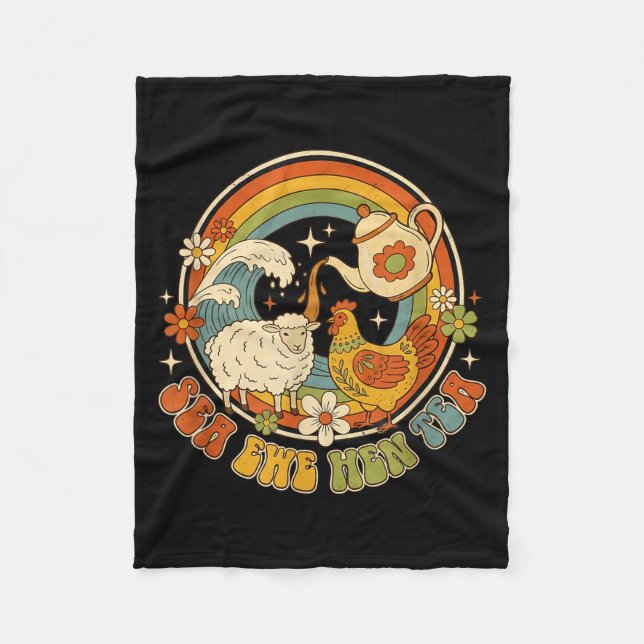 Funny Joke Quote Saying Humor Sea Ewe Hen Tea Men  Fleece Blanket (Front)