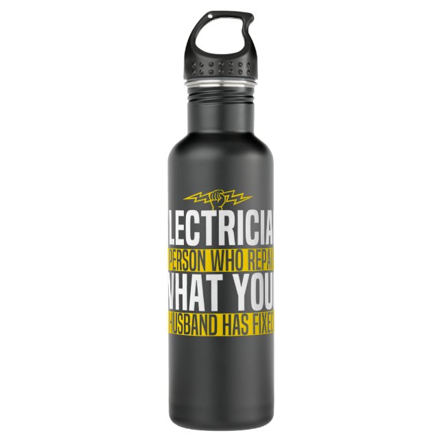 Funny Jokes Electrician Husband Memes 710 Ml Water Bottle (Front)