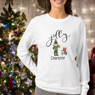 Funny Jolly Elf Noël Nom Dames T-shirt