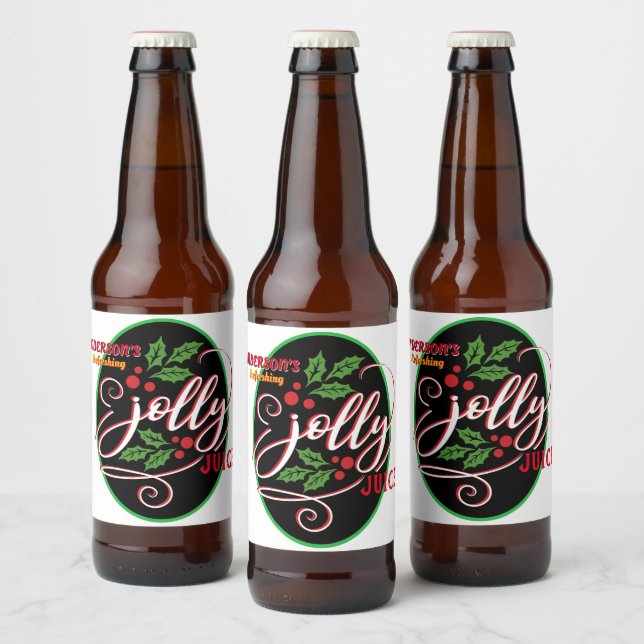 Funny Jolly Juice Christmas Cheer Beer Bottle Beer Bottle Label (Bottles)