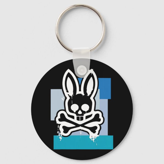 Funny Jolly Roger Bunny Skull Crossbones Easter Da Keychain (Front)