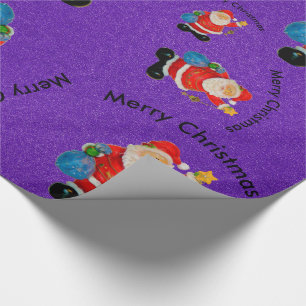 Funny Jolly Santa Claus Father Christmas Purple Wrapping Paper