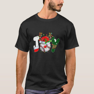 Funny Joy Baseball Santa Hat Reindeer Christmas Li T-Shirt