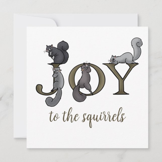 Funny Joy to the Squirrels Photo Holiday Card (Front)