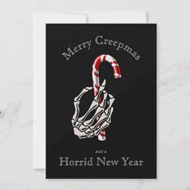 Funny Joyeux Creepmas Squelette carte Sucre de can (Devant)