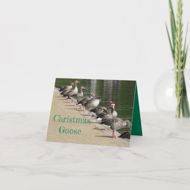 Funny Joyeux Noël Goose Carte de voeux (Devant)