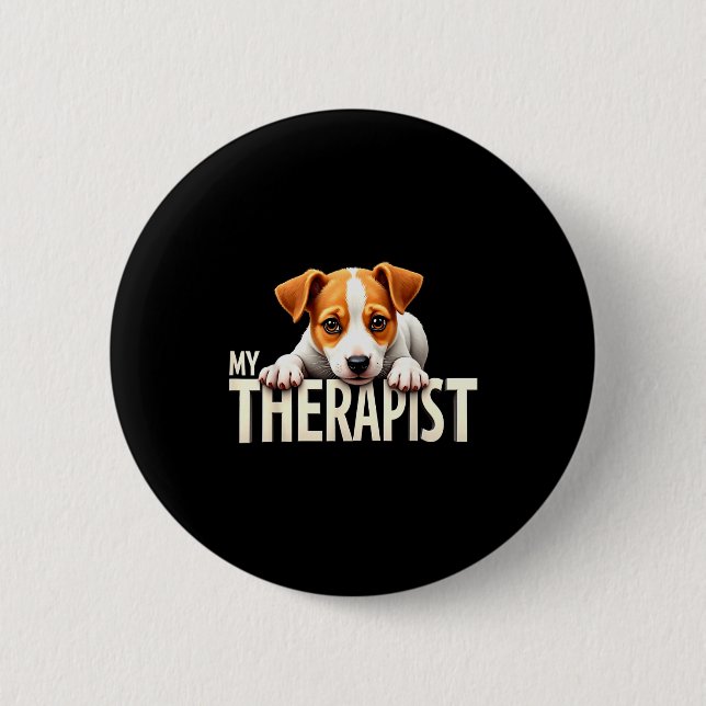 Funny Jrt Puppy My Therast Jack Russell Terrier Do 2 Inch Round Button (Front)