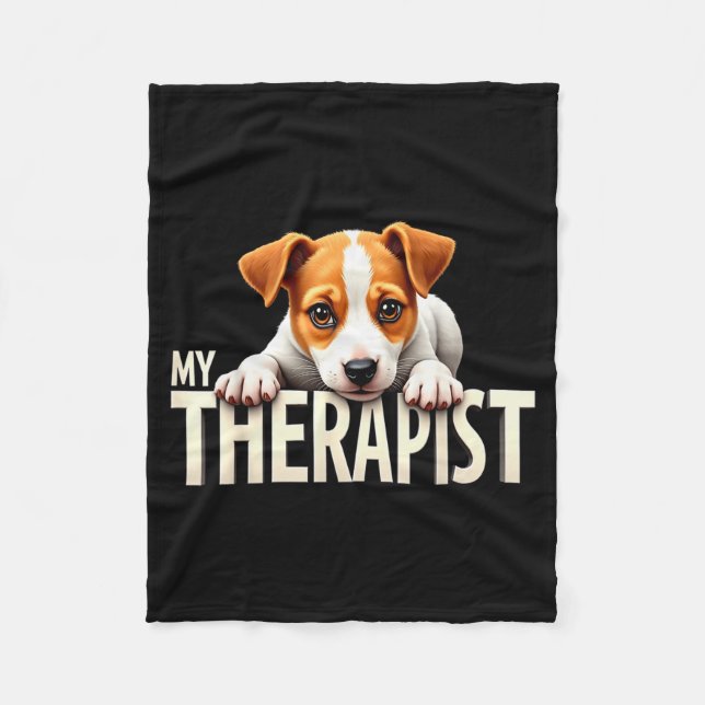 Funny Jrt Puppy My Therast Jack Russell Terrier Do Fleece Blanket (Front)