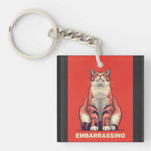 Funny Judging Cat Embarrassing Retro Poster Art Keychain