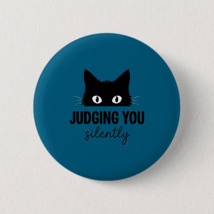 Funny Judging Silently Black Cat Staring 2 Inch Round Button