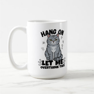 Funny Judgmental Grey Cat Illustration Coffee Mug