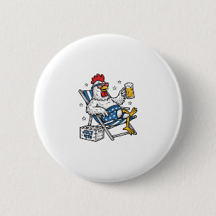 Funny July 4th Chicken Beer Patriotic Shirt Design 2 Inch Round Button