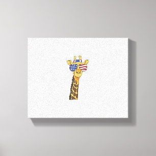 Funny July 4th US Flag Patriotic Giraffe  Canvas Print
