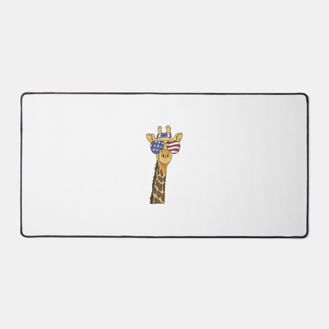 Funny July 4th US Flag Patriotic Giraffe  Desk Mat (Front)