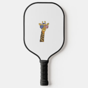 Funny July 4th US Flag Patriotic Giraffe  Pickleball Paddle