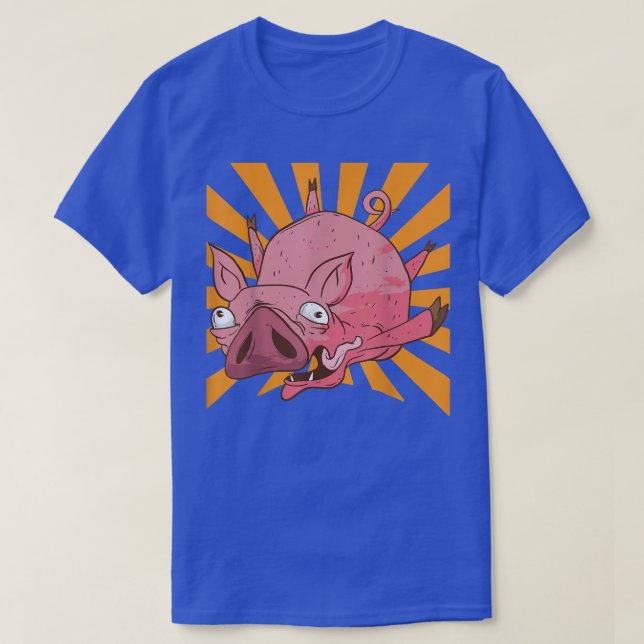 Funny jumping Pig  T-Shirt (Design Front)