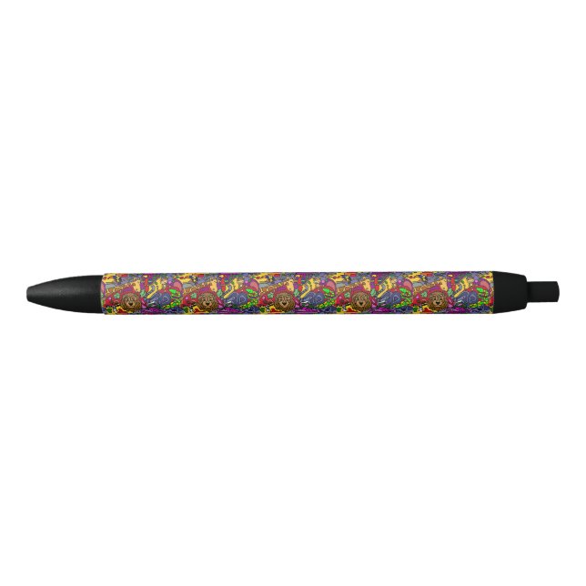 Funny Jungle Abstract Art Original Black Ink Pen (Front)