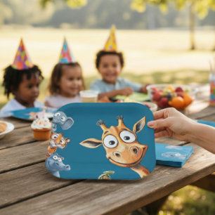 Funny Jungle animals Birthday Celebration Paper Paper Plate