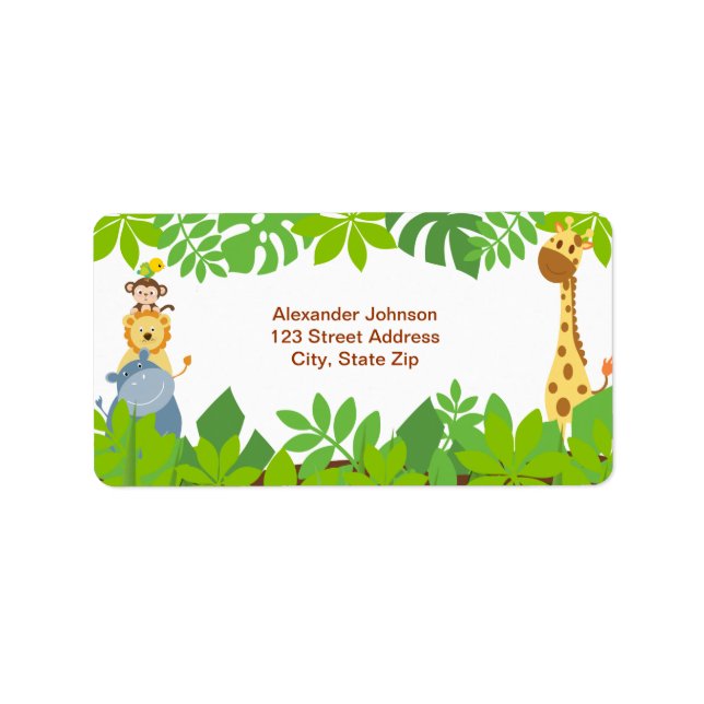 Funny Jungle Baby Animaux Étiquette de adresse (Devant)
