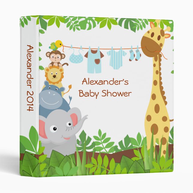 Funny Jungle Baby Animaux Photo Album Classeurs (Devant/Côté)