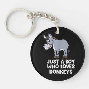 funny Just a Boy Who Loves Donkeys Keychain