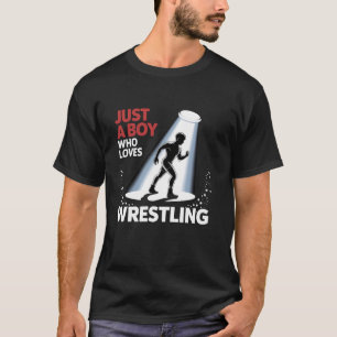 Funny Just A Boy Who Loves Wrestling Men Boys Kids T-Shirt